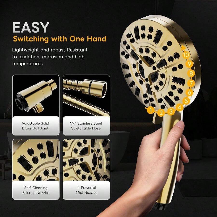 Ручная душевая лейка с 10 режи – обзор и цена High Pressure Shower Head Handheld